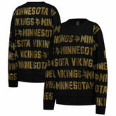 Minnesota Vikings Gameday Couture Women's Oversized Hype Era Rhinestone Text Sweatshirt Black | NFL