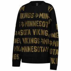 Minnesota Vikings Gameday Couture Women's Oversized Hype Era Rhinestone Text Sweatshirt Black | NFL
