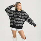 Baltimore Ravens Gameday Couture Women's Oversized Hype Era Rhinestone Text Sweatshirt Black | NFL