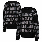Cleveland Browns Gameday Couture Women's Oversized Hype Era Rhinestone Text Sweatshirt Black | NFL
