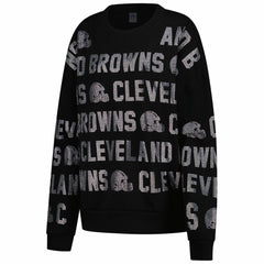 Cleveland Browns Gameday Couture Women's Oversized Hype Era Rhinestone Text Sweatshirt Black | NFL
