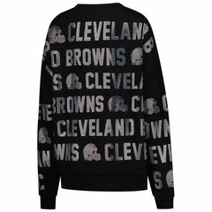 Cleveland Browns Gameday Couture Women's Oversized Hype Era Rhinestone Text Sweatshirt Black | NFL