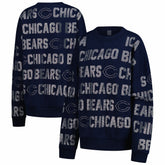 Chicago Bears Gameday Couture Women's Oversized Hype Era Rhinestone Text Sweatshirt Navy | NFL