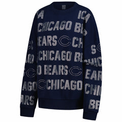 Chicago Bears Gameday Couture Women's Oversized Hype Era Rhinestone Text Sweatshirt Navy | NFL