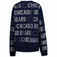 Chicago Bears Gameday Couture Women's Oversized Hype Era Rhinestone Text Sweatshirt Navy | NFL