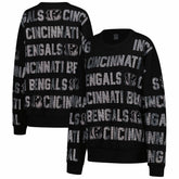 Cincinnati Bengals Gameday Couture Women's Oversized Hype Era Rhinestone Text Sweatshirt Black | NFL