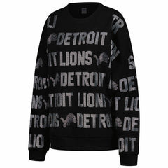 Detroit Lions Gameday Couture Women's Oversized Hype Era Rhinestone Text Sweatshirt Black | NFL