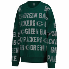 Green Bay Packers Gameday Couture Women's Oversized Hype Era Rhinestone Text Sweatshirt Green | NFL