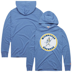 Milwaukee Brewers Homage Lightweight Raglan Tri-Blend Pullover Hoodie - MLB