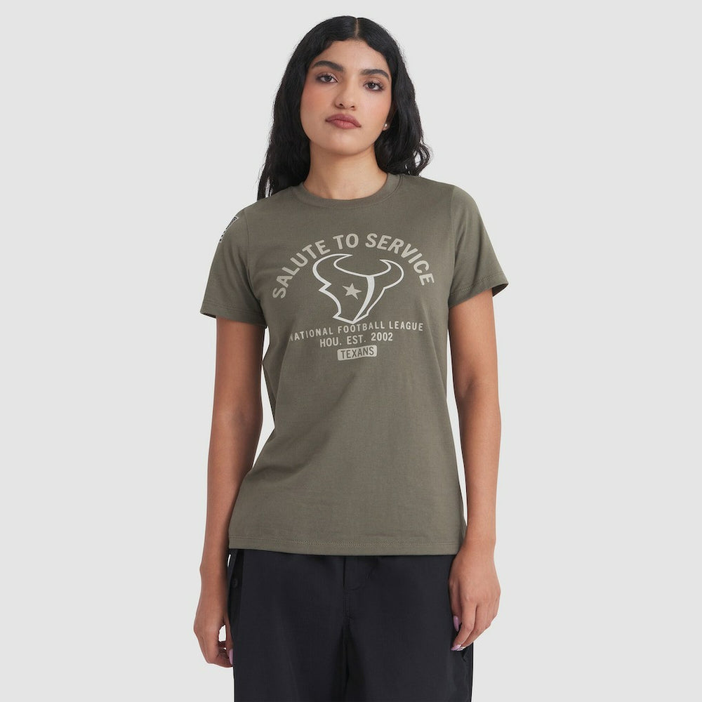 Houston Texans Women's 2025 Salute to Service Sideline T-Shirt Olive | Nike for Sale