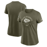 Kansas City Chiefs Women's 2025 Salute to Service Sideline T-Shirt Olive | Nike for Sale