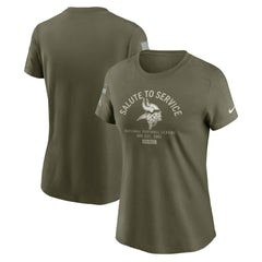 Minnesota Vikings Women's 2025 Salute to Service Sideline T-Shirt Olive | Nike for Sale