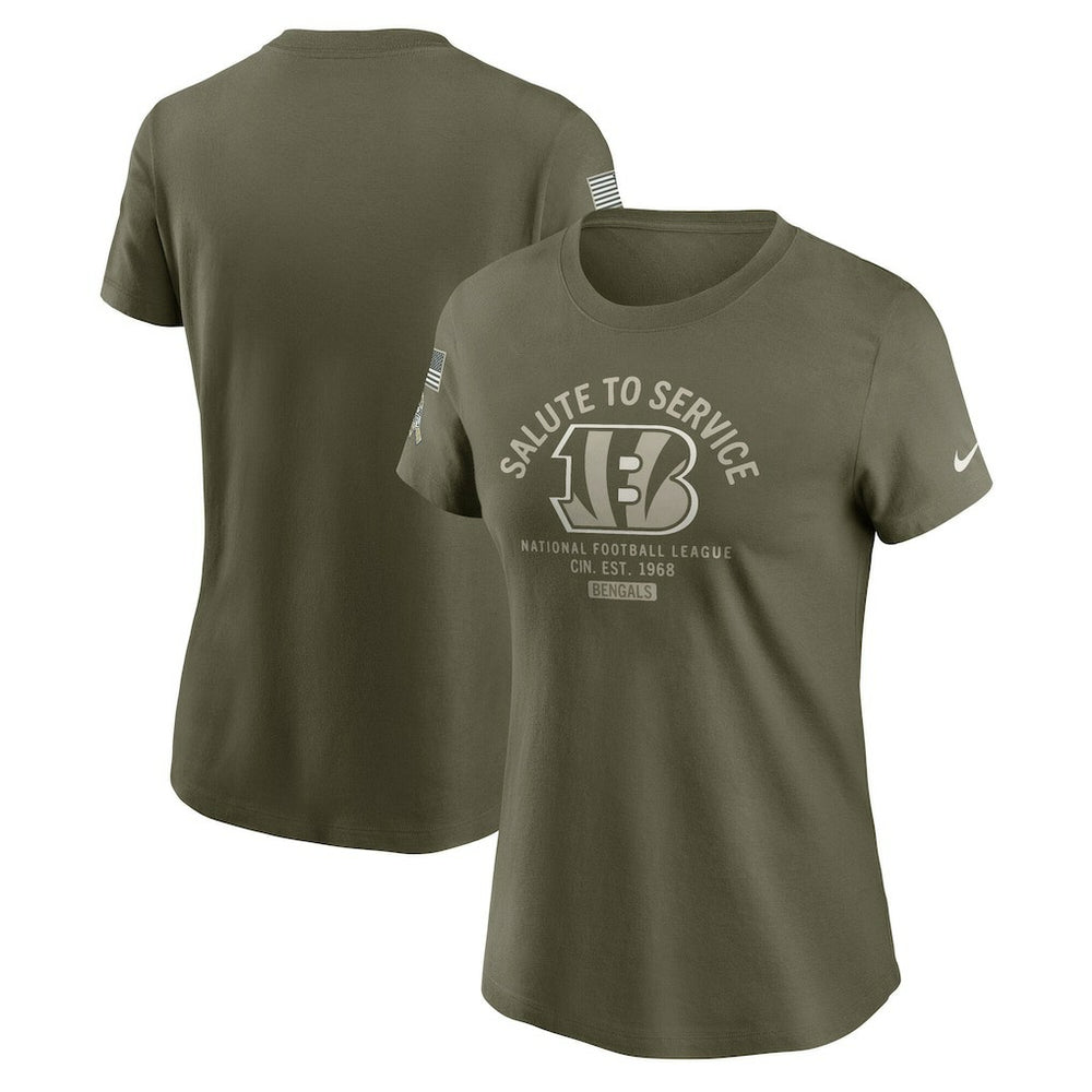 Cincinnati Bengals Women's 2025 Salute to Service Sideline T-Shirt Olive | Nike for Sale
