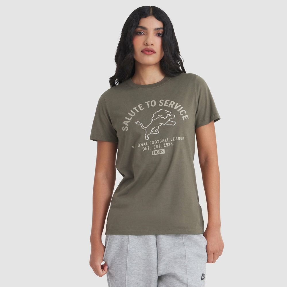 Detroit Lions Women's 2025 Salute to Service Sideline T-Shirt Olive | Nike for Sale