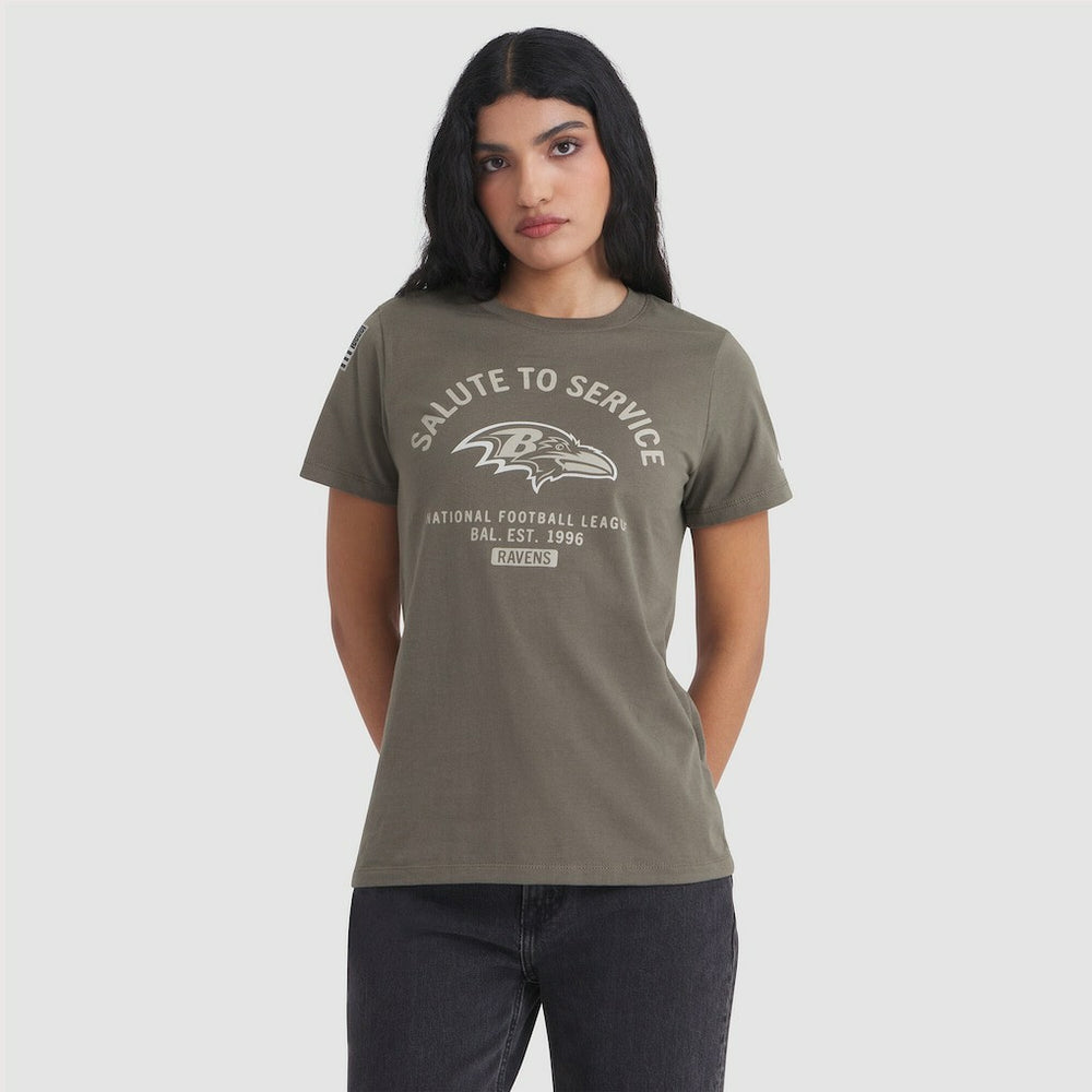 Baltimore Ravens Women's 2025 Salute to Service Sideline T-Shirt Olive | Nike for Sale