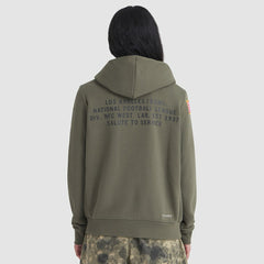 Los Angeles Rams Women's 2025 Salute to Service Sideline Standard Issue Dri-FIT Hoodie Olive | Nike for Sale