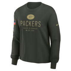Green Bay Packers Women's 2025 Salute to Service Sideline Dri-FIT Long Sleeve T-Shirt Dark Green | Nike for Sale