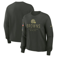 Cleveland Browns Women's 2025 Salute to Service Sideline Dri-FIT Long Sleeve T-Shirt Dark Green | Nike for Sale