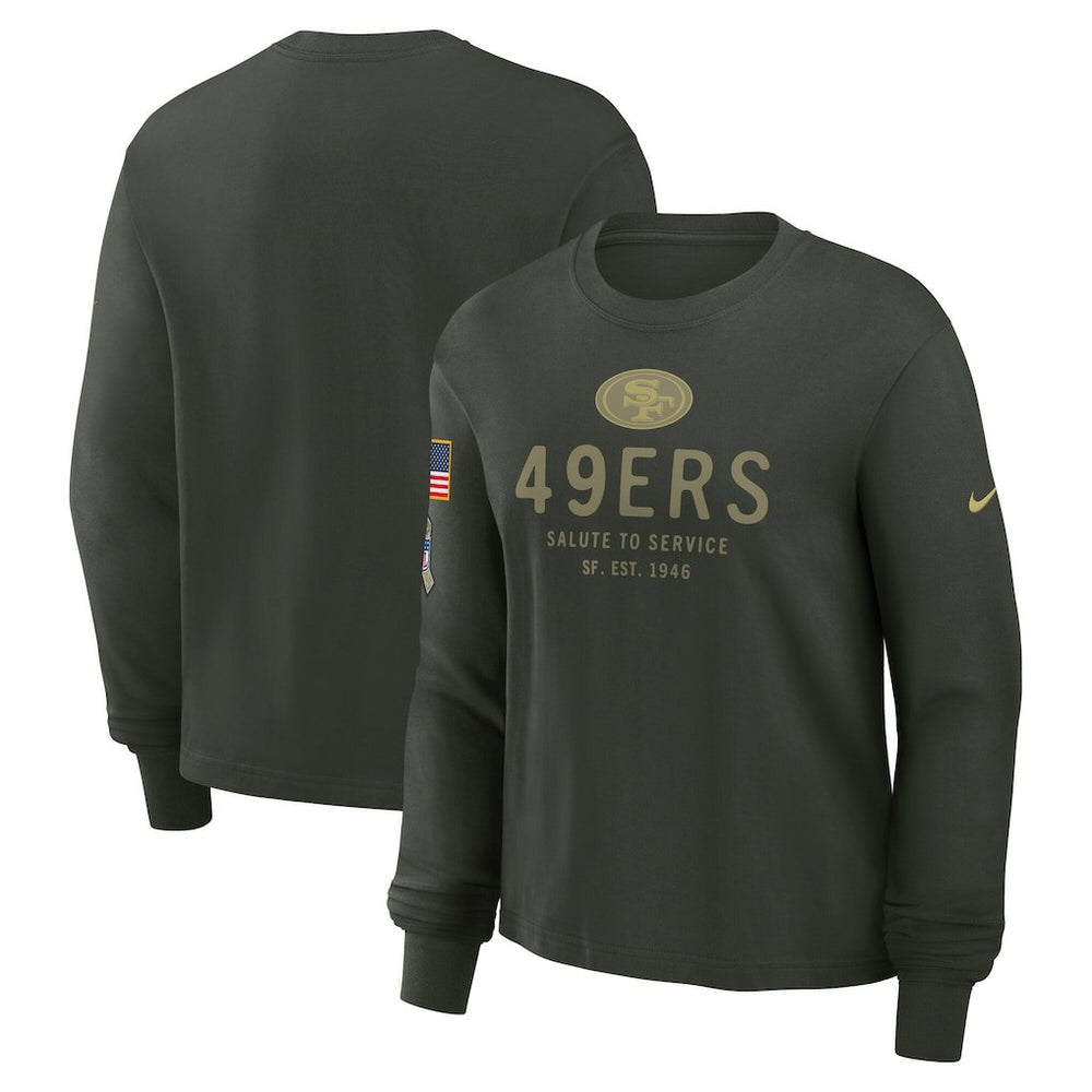 San Francisco 49ers Women's 2025 Salute to Service Sideline Dri-FIT Long Sleeve T-Shirt Dark Green | Nike for Sale