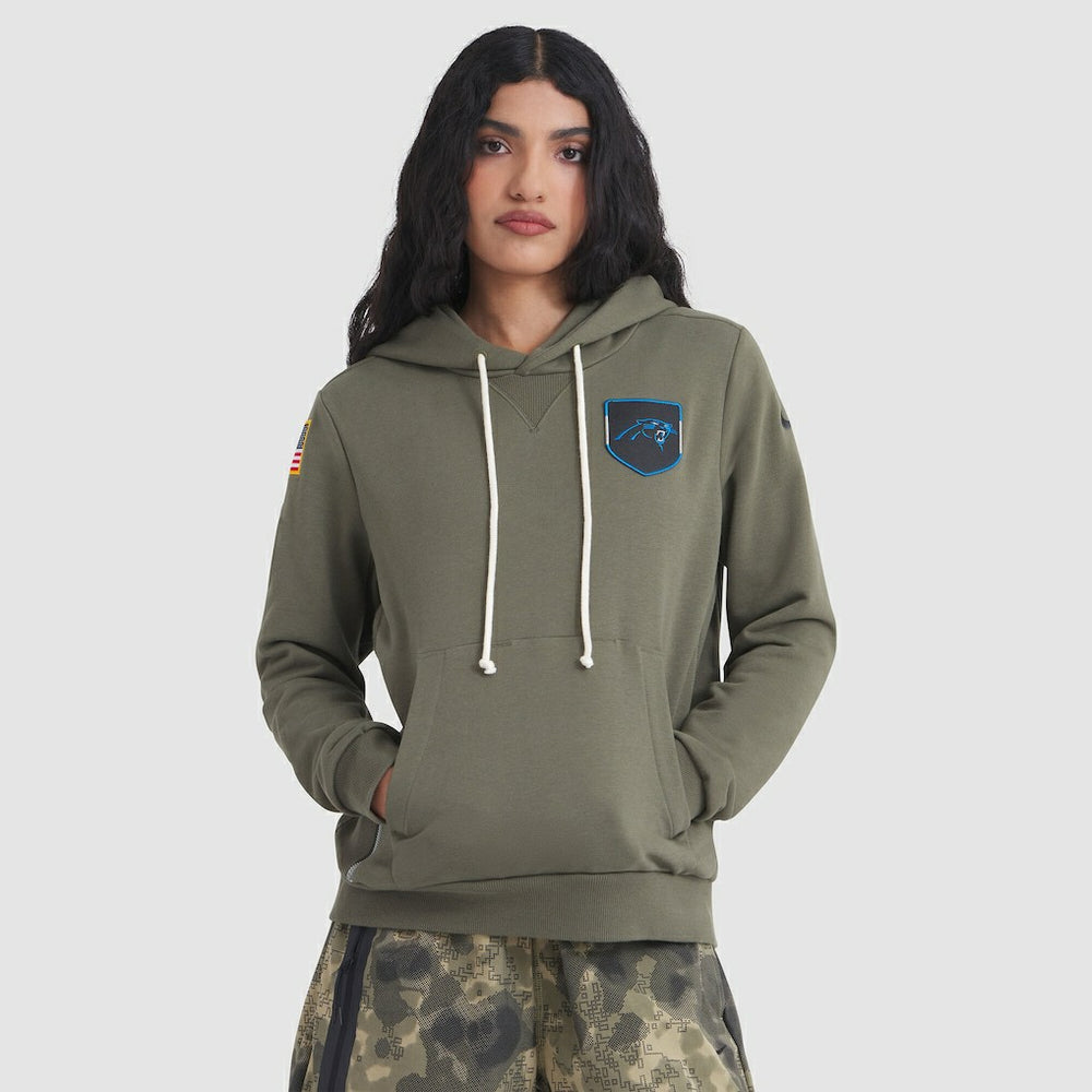 Carolina Panthers Women's 2025 Salute to Service Sideline Standard Issue Dri-FIT Hoodie Olive | Nike for Sale