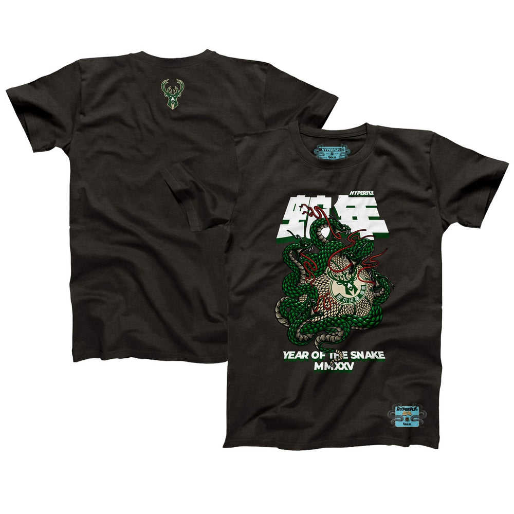 Milwaukee Bucks NBALab x Hyperfly Unisex Year of the Snake Lunar New Year Collection T-Shirt Heather Black - NBA