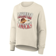 Vancouver Canucks Fanatics Women's Oversized Vintage Slice Pullover Sweatshirt - Cream - NHL