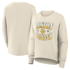 Boston Bruins Fanatics Women's Oversized Vintage Slice Pullover Sweatshirt - Cream - NHL