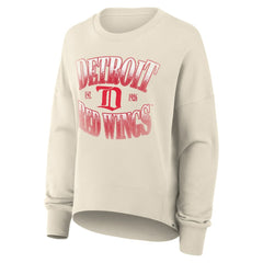 Detroit Red Wings Fanatics Women's Oversized Vintage Slice Pullover Sweatshirt - Cream - NHL