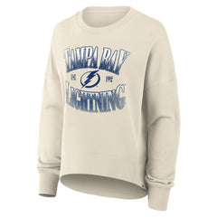 Tampa Bay Lightning Fanatics Women's Oversized Slice Pullover Sweatshirt - Cream - NHL