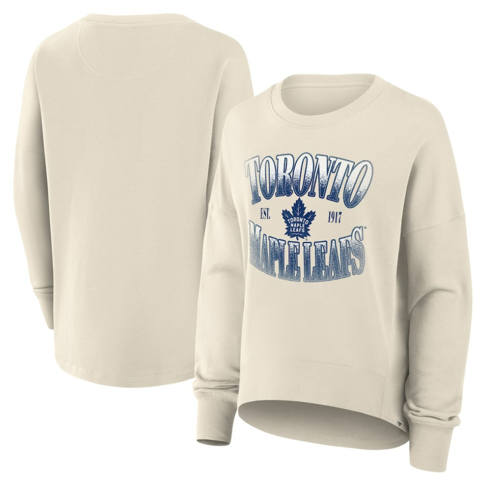 Toronto Maple Leafs Fanatics Women's Oversized Slice Pullover Sweatshirt - Cream - NHL