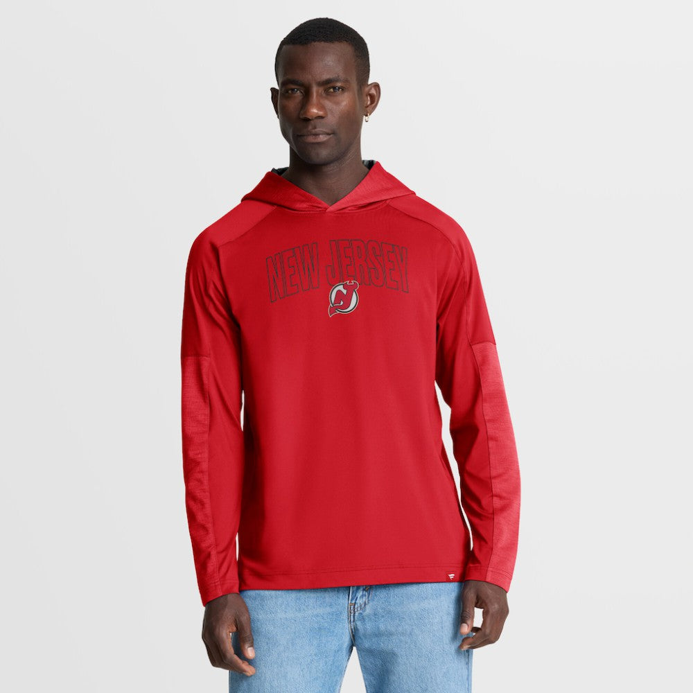 New Jersey Devils Fanatics Penalty Shot Long Sleeve Hoodie T-Shirt - Red - NHL