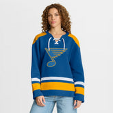 St. Louis Blues Fanatics Women's Icing Long Sleeve Lace Up Sweatshirt - Blue - NHL