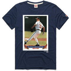 Greg Maddux Atlanta Braves Homage 1993 Topps Baseball Card Player T-Shirt - MLB