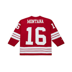 Joe Montana San Francisco 49ers Maxxed Out Fashion Hockey Jersey Scarlet | Mitchell & Ness