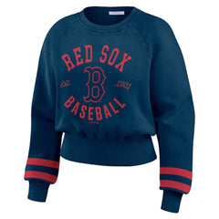 Boston Red Sox WEAR by Erin Andrews Women's Vintage Washed Cropped Pullover Sweatshirt - MLB