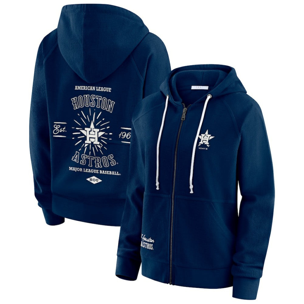 Houston Astros WEAR by Erin Andrews Women's Vintage Full-Zip Raglan Hoodie - MLB
