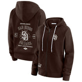 San Diego Padres WEAR by Erin Andrews Women's Vintage Full-Zip Raglan Hoodie - MLB