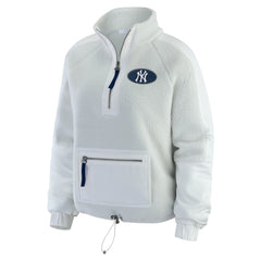 New York Yankees WEAR by Erin Andrews Women's Polar Fleece Quarter-Zip Jacket - MLB