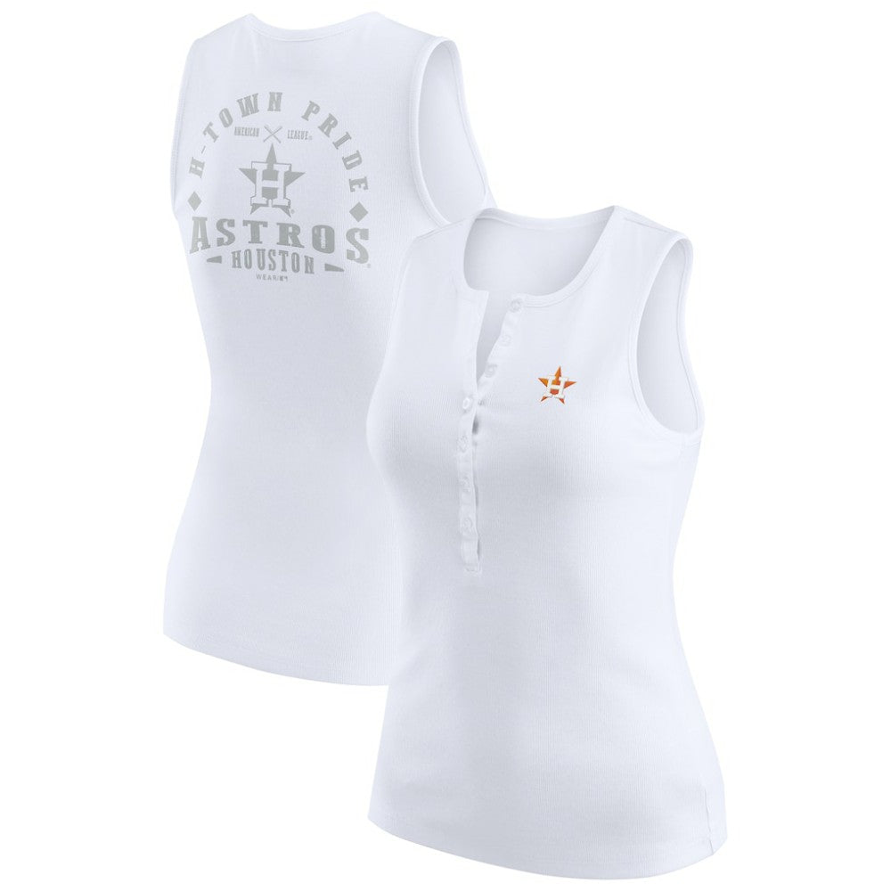 Houston Astros WEAR by Erin Andrews Women's Rib-Knit Henley Tank Top - MLB