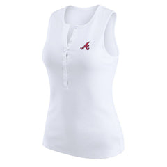 Atlanta Braves WEAR by Erin Andrews Women's Rib-Knit Henley Tank Top - MLB
