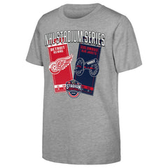 Youth 2025 NHL Stadium Series Columbus Blue Jackets vs. Detroit Red Wings Matchup T-Shirt - Heather Gray - NHL