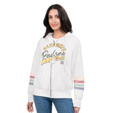 San Diego Padres G-III 4Her by Carl Banks Women's Naamah Sleeve Stripe Fleece Full-Zip Hoodie - MLB
