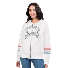 New York Yankees G-III 4Her by Carl Banks Women's Naamah Sleeve Stripe Fleece Full-Zip Hoodie - MLB