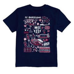 Barcelona Vive La Fete Youth Impressions Artwork T-Shirt Navy - FIFA World CUP