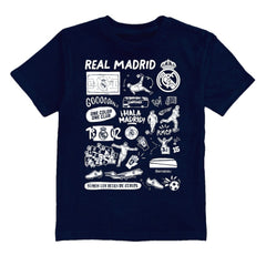 Real Madrid Vive La Fete Youth Impressions Artwork T-Shirt Navy - FIFA World CUP