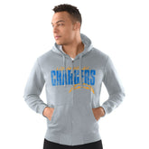 Los Angeles Chargers Starter Distressed Classic Full-Zip Hoodie Heather Gray | NFL