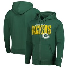 Green Bay Packers Starter Distressed Classic Full-Zip Hoodie Green | NFL