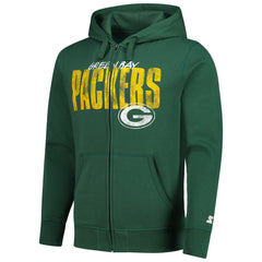 Green Bay Packers Starter Distressed Classic Full-Zip Hoodie Green | NFL