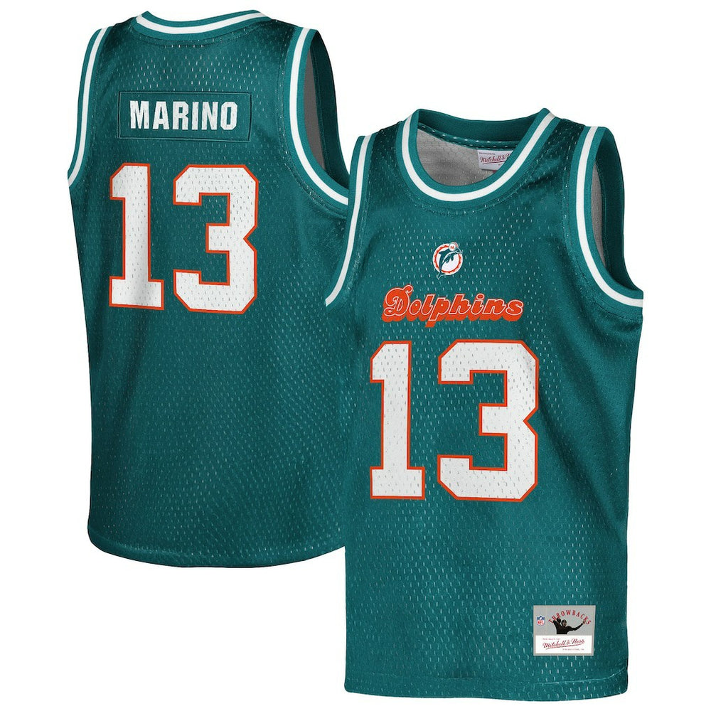 Dan Marino Miami Dolphins Youth Retired Player NFL Basketball Fashion Jersey Aqua | Mitchell & Ness