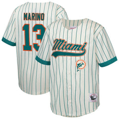 Dan Marino Miami Dolphins Youth Retired Player Name & Number Baseball Jersey Cream | Mitchell & Ness